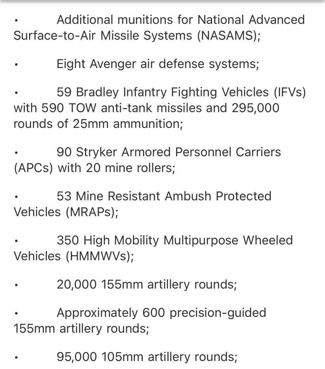 Das neue Militärhilfepaket in Höhe von 2,5 Milliarden US-Dollar für die Ukraine enthält erstmals 90 Stryker APCs. 59 weitere Bradley-Kampffahrzeuge. (50 zuvor.) Aber keine Panzer. Bringt der Ukraine seit Beginn der Biden-Administration Sicherheitshilfe in Höhe von insgesamt 27,4 Milliarden US-Dollar ein