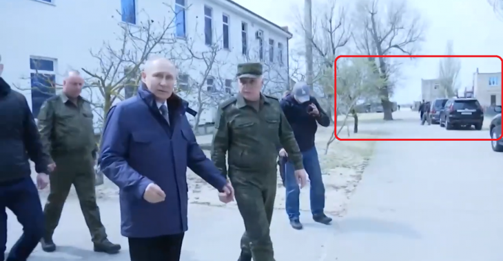 Putins Besuch im besetzten Teil der Region Cherson in der Ukraine geolokalisiert nach Schaslyvtseve