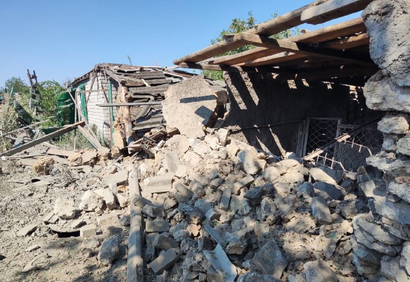 Russische Artillerie beschoss das Dorf Khreschenivka in der Region Cherson