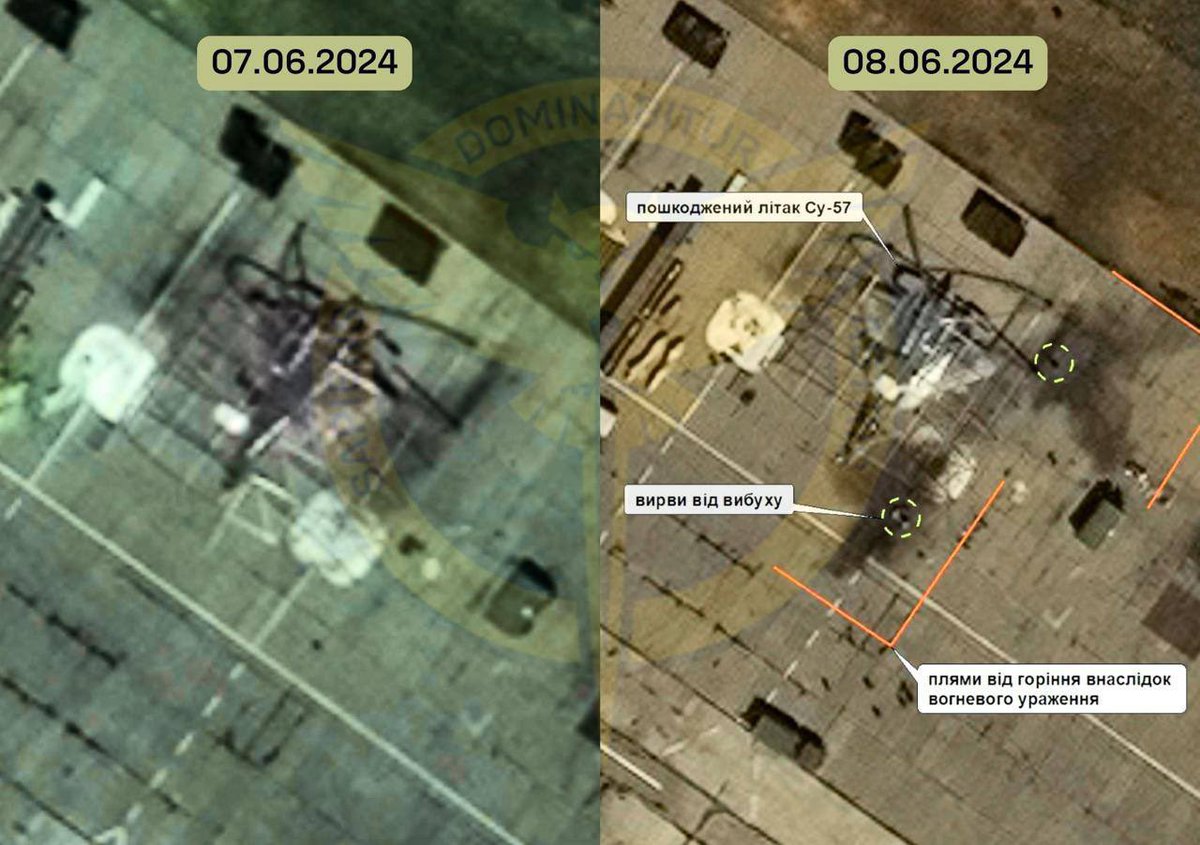 MAXAR-Satellitenbilder vom 8. Juni nach dem Angriff auf russische Su-57-Kampfflugzeuge