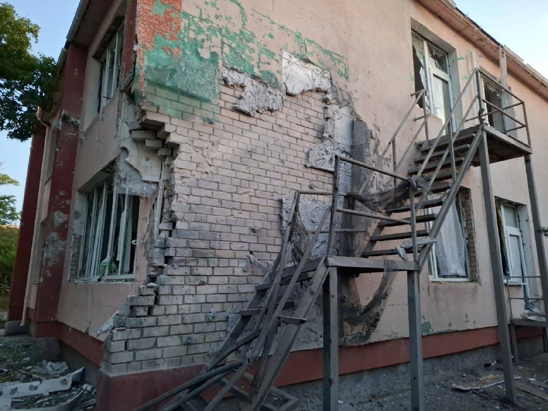 Schäden in Nikopol durch Artilleriebeschuss