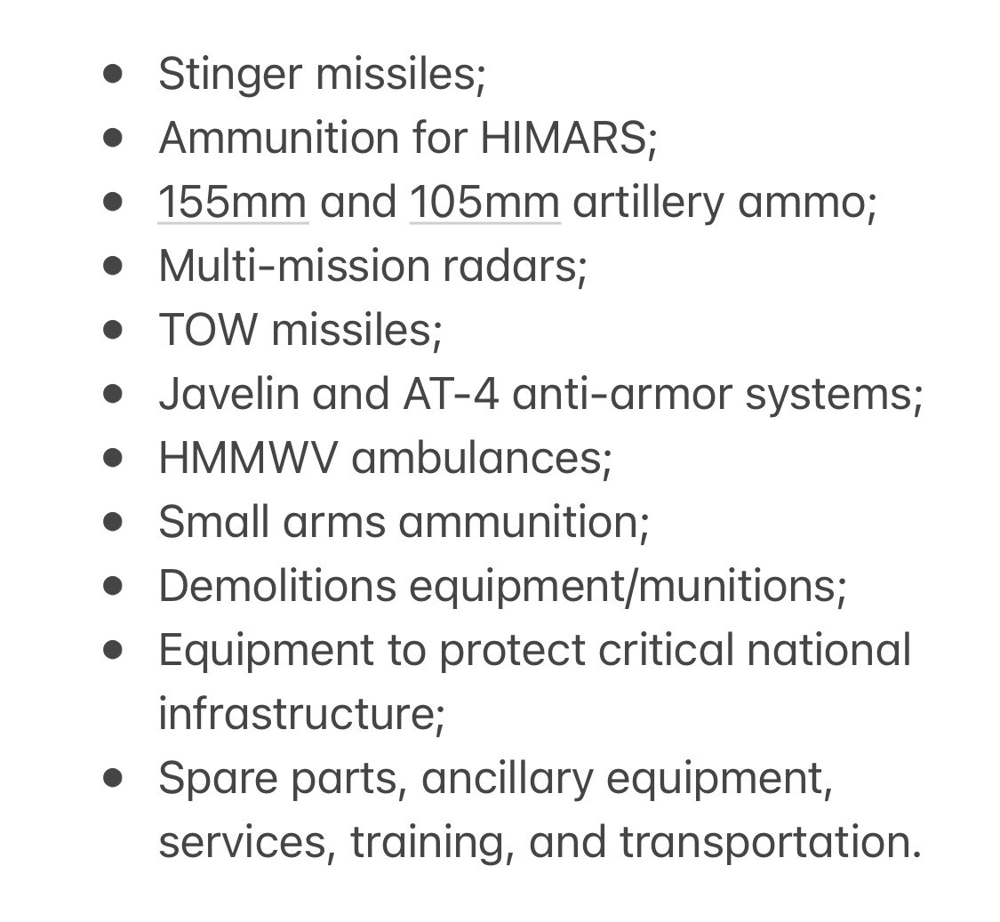 Estados Unidos anunció un nuevo paquete de asistencia para Ucrania por valor de 125 millones de dólares. Incluye misiles Stinger, municiones para HIMARS, proyectiles de artillería, radares, Javelins, ambulancias Humvee y más