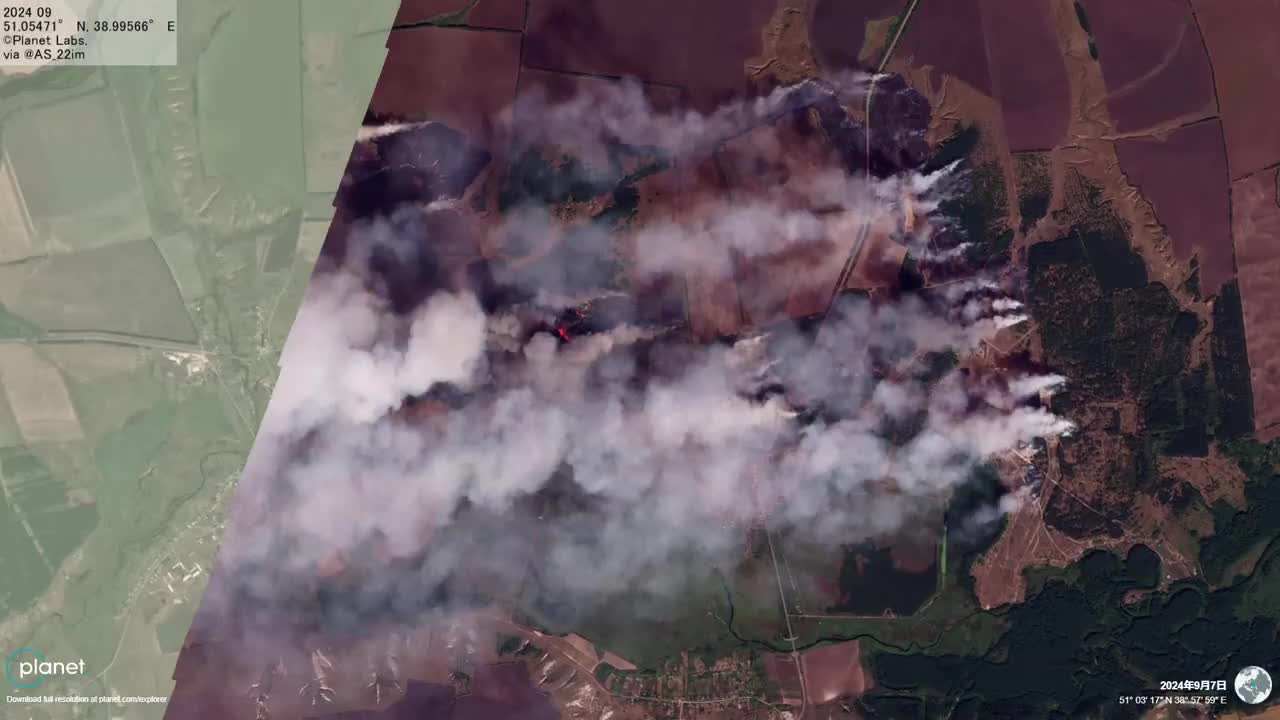 Images satellite des incendies dans le dépôt de munitions de Soldatskoye, région de Voronej