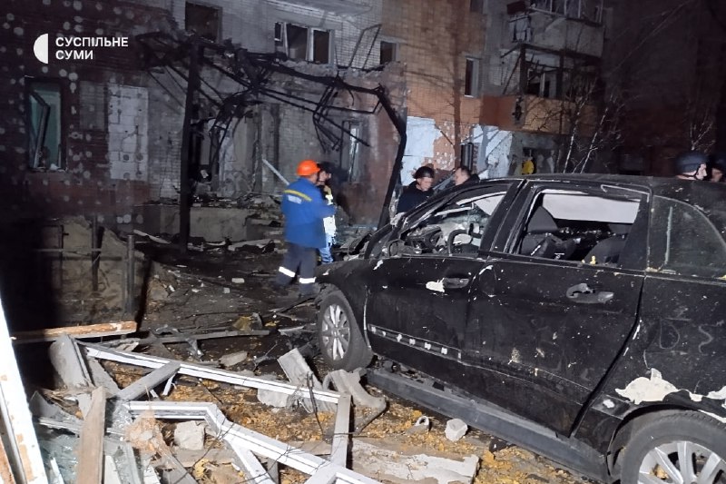 Cinco personas resultaron heridas como resultado de un ataque con drones de tipo Shahed contra una vivienda en Sumy