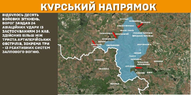 В Курской области украинские войска отразили 10 атак российских войск, - Генштаб ВСУ сообщает