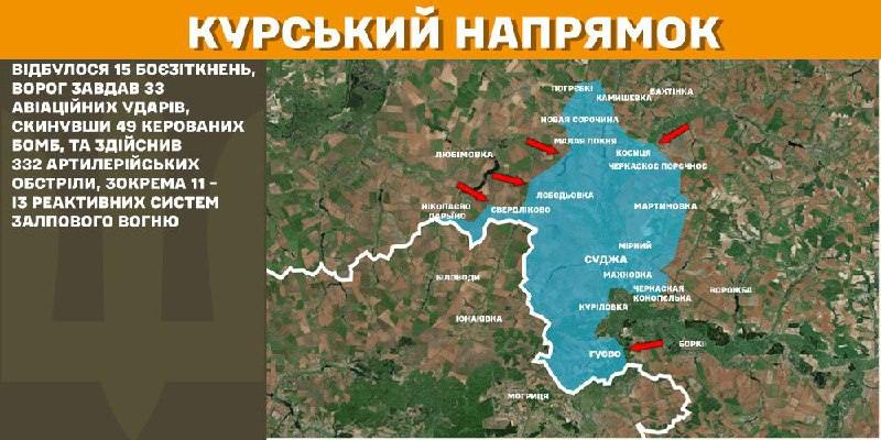 У Курській області українські війська відбили 15 штурмів російської армії, - повідомляє Генштаб ЗСУ