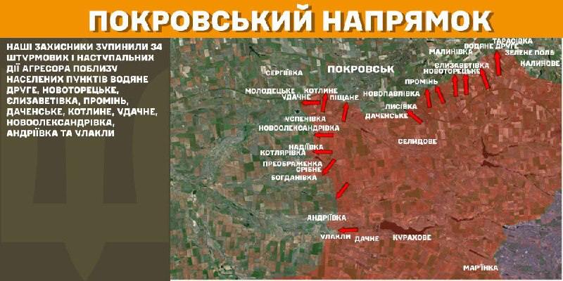 At Pokrovsk axis clashes yesterday near Vodyane Druhe, Novotoretske, Yelyzavetivka, Promin, Dachenske, Kotlyne, Udachne, Novooleksandrivka, Andriyivka and Ulakly, - General Staff of Armed Forces of Ukraine reports