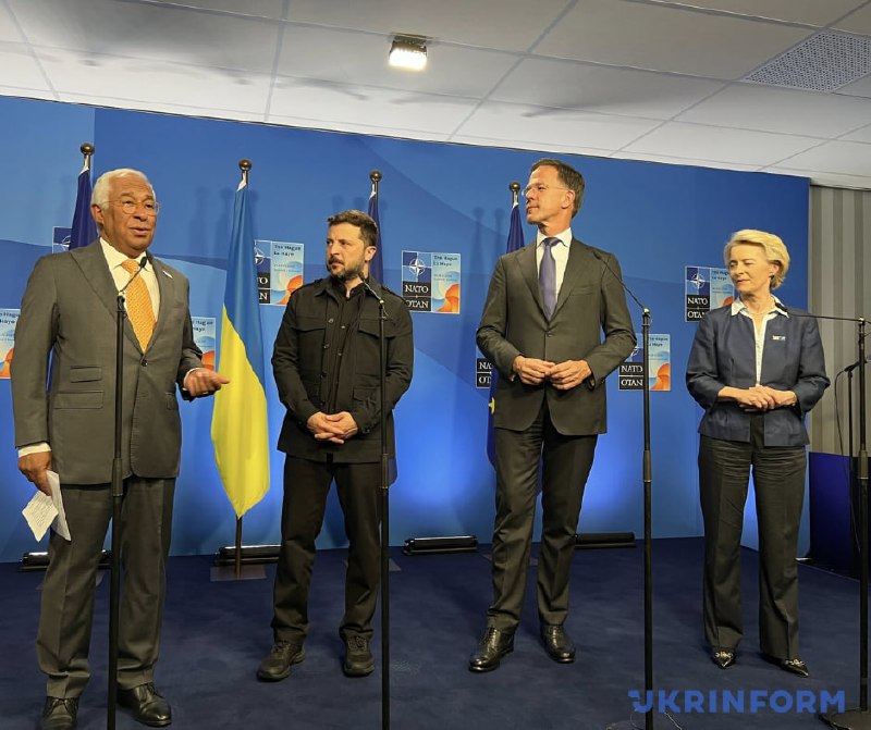 El presidente Zelensky se reunió con el secretario general de la OTAN, Mark Rutte, la presidenta de la Comisión Europea, Ursula von der Leyen, y el presidente del Consejo Europeo, Antonio Costa.