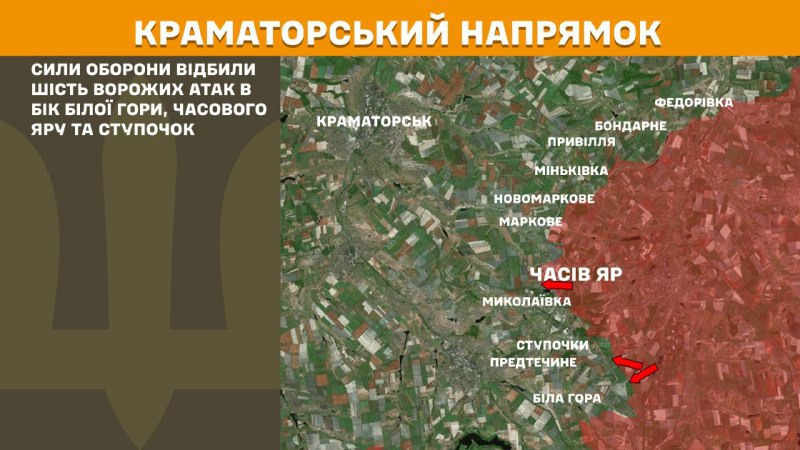 Des affrontements ont eu lieu hier près de Bila Hora, Chasiv Yar et Stupochky dans la direction de Kramatorsk, rapporte l'état-major général des forces armées ukrainiennes.