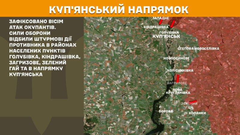 Hier, à Koupyansk, des affrontements se sont produits près de Holubivka, Kindrashivka, Zahryzove, Zelenyy Hay et en direction de Koupyansk, rapporte l'état-major général des forces armées d'Ukraine.