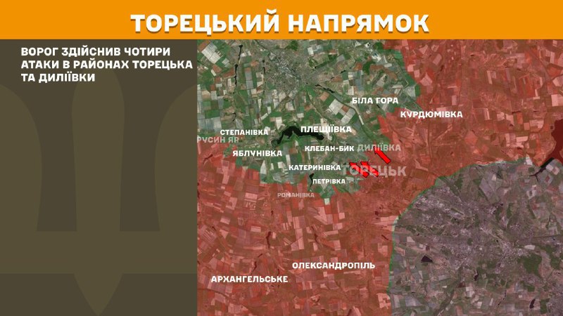 Des affrontements ont eu lieu hier près de Toretsk et Dyliyivka, rapporte l'état-major général des forces armées ukrainiennes.
