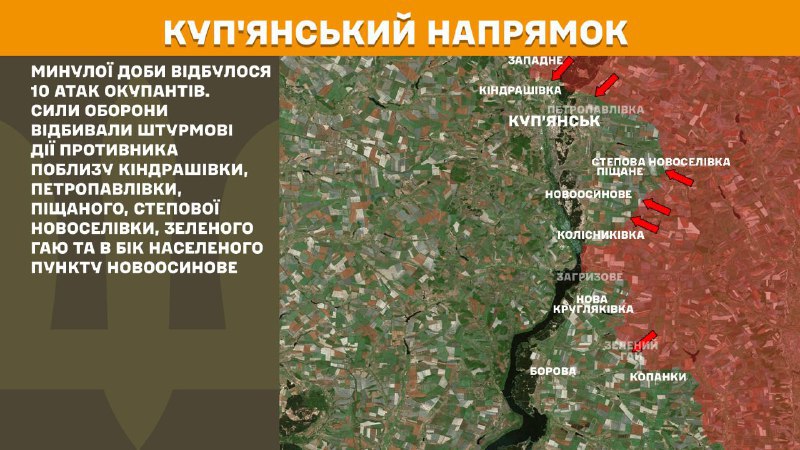 Ayer hubo enfrentamientos en la dirección de Kupyansk cerca de Kindrashivka, Petropavlivka, Pischane, Stepova Novoselivka, Zelenyi Hai y en la dirección de Novoosynove, informa el Estado Mayor de las Fuerzas Armadas de Ucrania.
