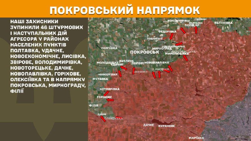 Ayer hubo enfrentamientos en dirección Pokrovsk cerca de Poltavka, Udachne, Novoekonomichne, Lysivka, Zvirove, Volodymyrivka, Novotoretske, Dachne, Novopavlivka, Horikhove, Oleksiyivka y en dirección a Pokrovsk, Myrnohrad, Filiya, informa el Estado Mayor de las Fuerzas Armadas de Ucrania.
