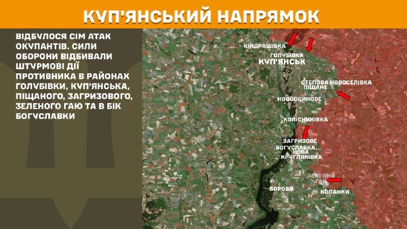 Ayer hubo enfrentamientos en la dirección de Kupyansk cerca de Holubivka, Kupyansk, Pischane, Zahryzove, Zelenyi Hai y en dirección a Bohuslavka, informa el Estado Mayor de las Fuerzas Armadas de Ucrania.
