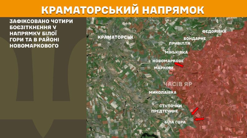 Ayer se produjeron enfrentamientos en la zona de Kramatorsk cerca de Bila Hora y Novomarkove, según informa el Estado Mayor General de las Fuerzas Armadas de Ucrania.