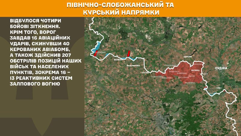 Ukrayna Silahlı Kuvvetleri Genelkurmay Başkanlığı'nın bildirdiğine göre, Ukrayna güçleri Kursk ve Kuzey Slobozhansky (Sumy) yönünde 9 Rus ordusu saldırısını püskürttü.