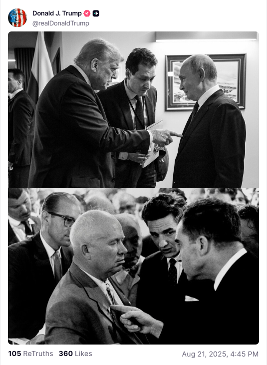 Trump, Truth Social'da kendini Richard Nixon'a, Putin ise Hruschev'e benzetiyor