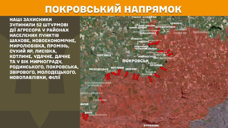 Dün Pokrovsk istikametinde Shakhove, Novoekonomichne, Myrolubivka, Promin, Sukhyy Yar, Lysivka, Kotlyne, Udachne, Dachne yakınlarında ve Myrnohrad, Rodynske, Pokrovsk, Zvirove, Molodetske, Novopavlivka, Filiya yönünde çatışmalar yaşandı - Ukrayna Silahlı Kuvvetleri Genelkurmay Başkanlığı raporu