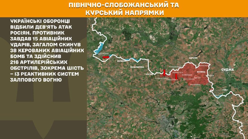 Ukrayna Silahlı Kuvvetleri Genelkurmay Başkanlığı'nın bildirdiğine göre, Ukrayna güçleri Kursk ve Kuzey Slobozhansky (Sumy) yönünde 9 Rus ordusu saldırısını püskürttü.