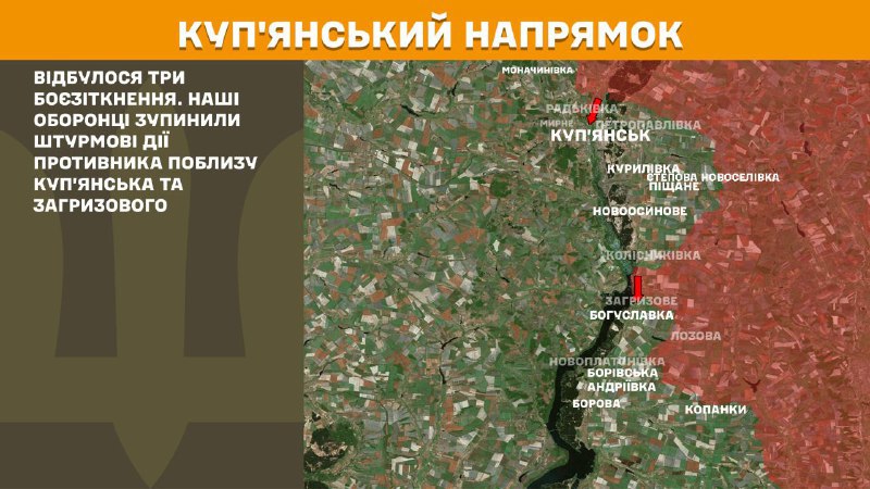 Des affrontements ont eu lieu hier près de Kupyansk et Zahryzove, selon l'état-major général des forces armées ukrainiennes.