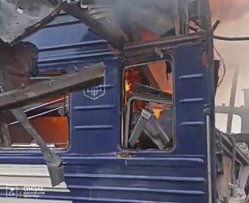 Mindestens 30 Menschen bei Bombardierung eines Personenzuges am Bahnhof Schostka verletzt