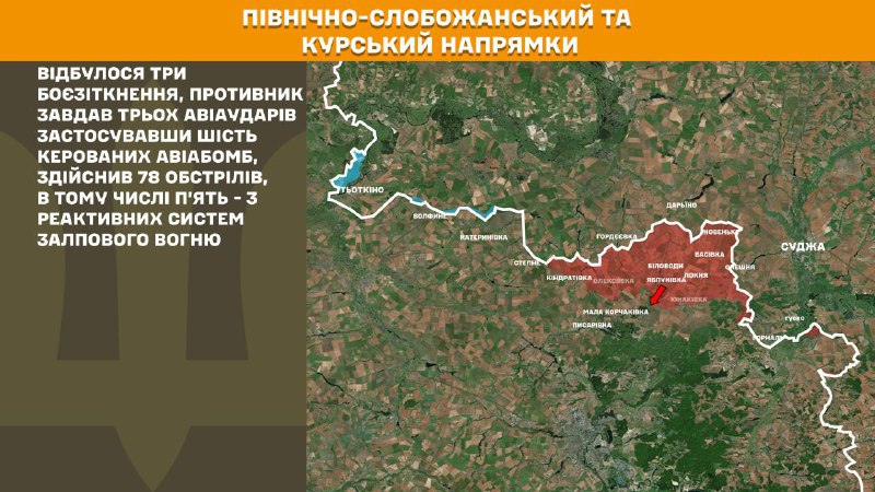 At Kursk and North Slobozhansky(Sumy) direction Ukrainian forces have repelled 3 Russian army assaults, - General Staff of Armed Forces of Ukraine reports