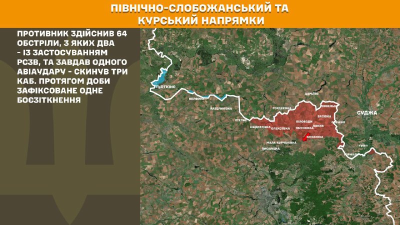 At Kursk and North Slobozhansky(Sumy) direction Ukrainian forces have repelled 1 Russian army assault, - General Staff of Armed Forces of Ukraine reports