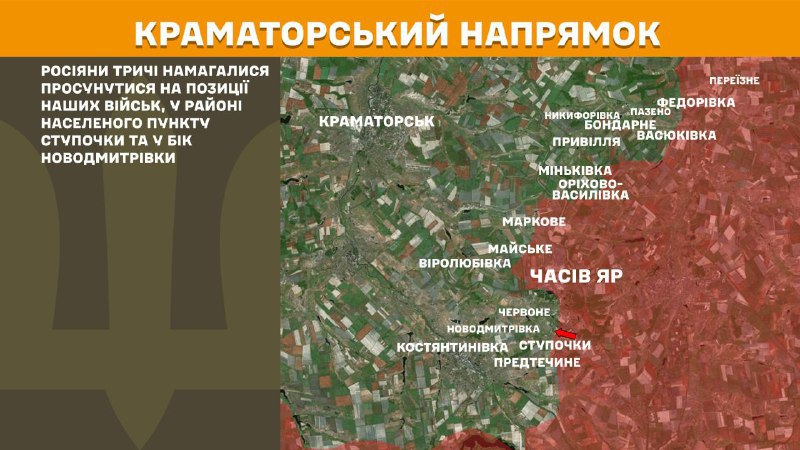 At Kramatorsk direction clashes yesterday near  Stupochky and towards Novodmytrivka, - General Staff of Armed Forces of Ukraine reports