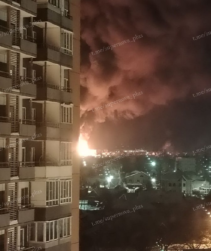 Big fire after explosions in Velykye Luki of Pskov region
