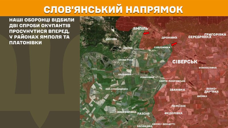 At Sloviansk direction clashes yesterday near Yampil and Platonivka, - General Staff of Armed Forces of Ukraine reports