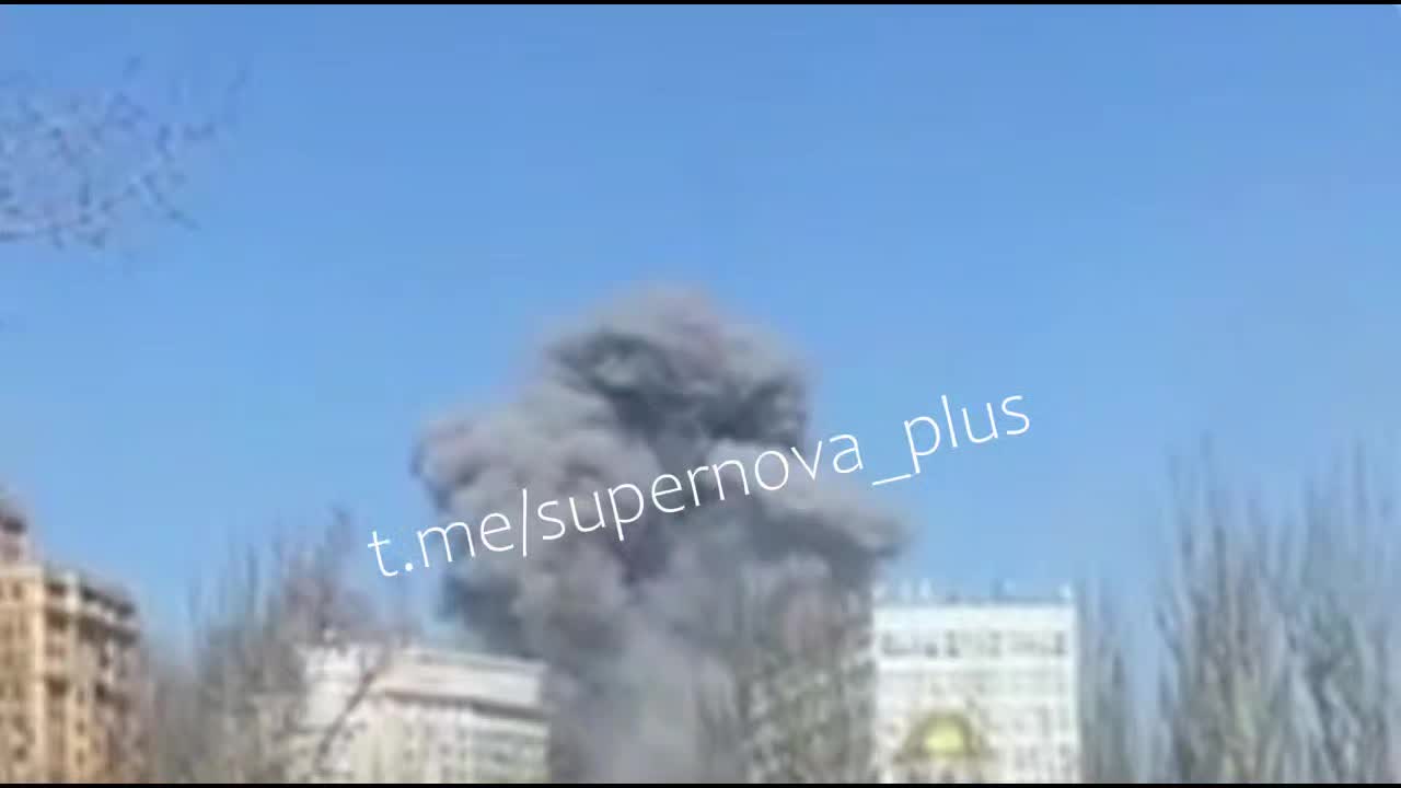 Violent explosions were reported after missile strike at the military warehouses in occupied Donetsk