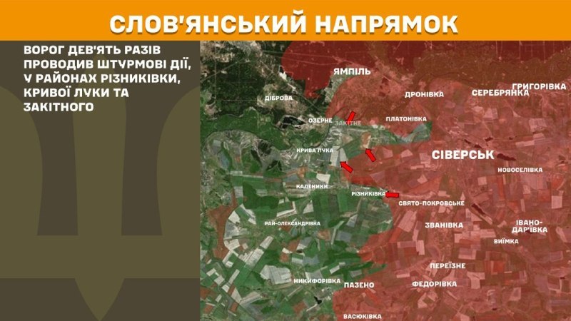 At Sloviansk direction clashes yesterday near Riznykivka, Kryva Luka and Zakitne, - General Staff of Armed Forces of Ukraine reports