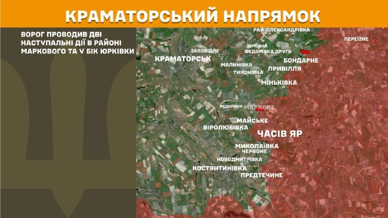 At Kramatorsk direction clashes yesterday near Markove and towards Yurkivka, - General Staff of Armed Forces of Ukraine reports