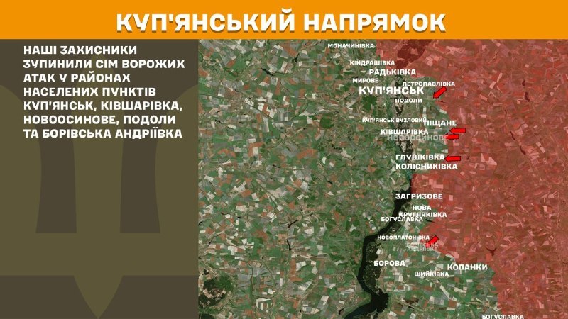 At Kupyansk direction clashes yesterday near Kupyansk, Kivsharivka, Novoosynove, Podoly and Borivska Andriyivka, - General Staff of Armed Forces of Ukraine reports