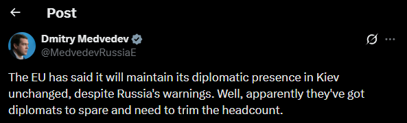 Russia’s Medvedev threatens European diplomats in Kyiv