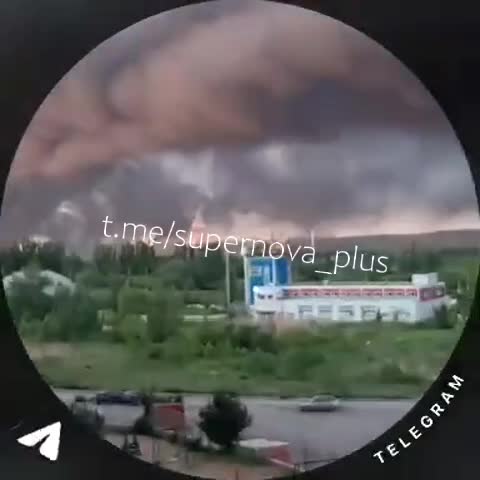 Smoke is rising over oil refinery in Saratov