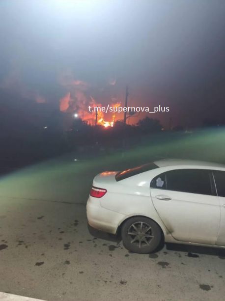 Fuel depot is on fire in Matveyev Kurgan of Rostov region