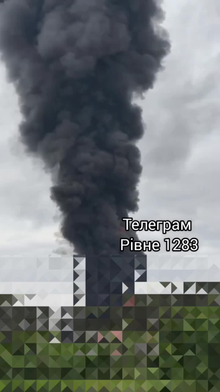 Smoke is rising after private enterprise was attacked with drones in Rivne