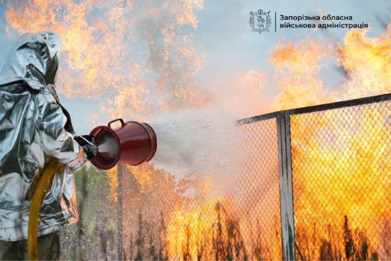 Drone hit petrol station near Zaporizhzhia, causing fire