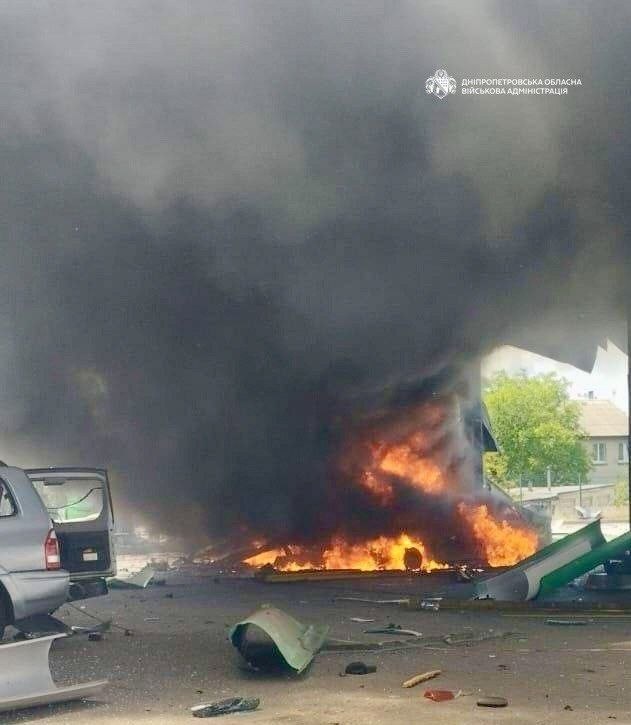 1 person wounded as result of drone strikes at the fuel stations in Pavlohrad district of Dnipropetrovsk region