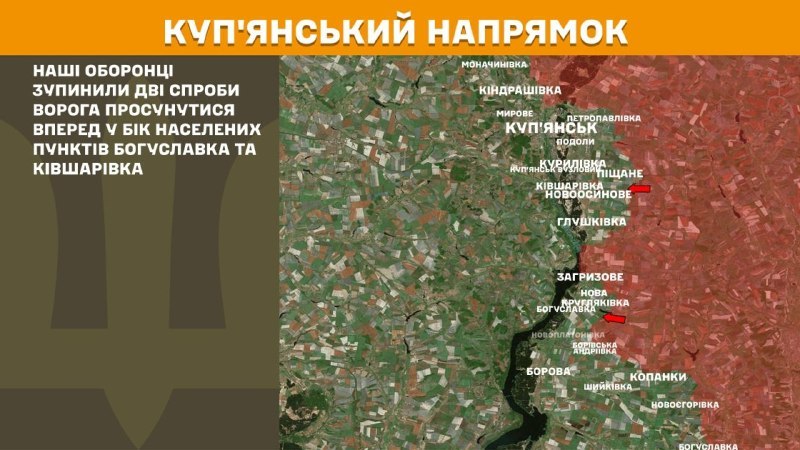 At Kupyansk direction clashes yesterday near Bohuslavka and Kivsharivka, - General Staff of Armed Forces of Ukraine reports