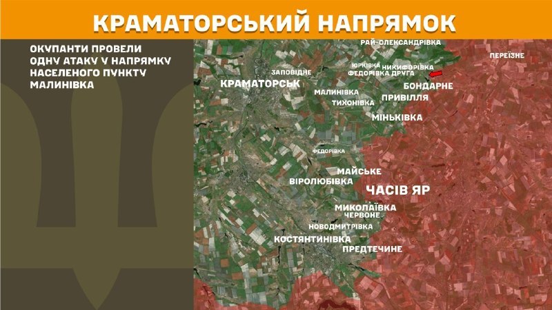At Kramatorsk direction clashes yesterday near Malynivka, - General Staff of Armed Forces of Ukraine reports