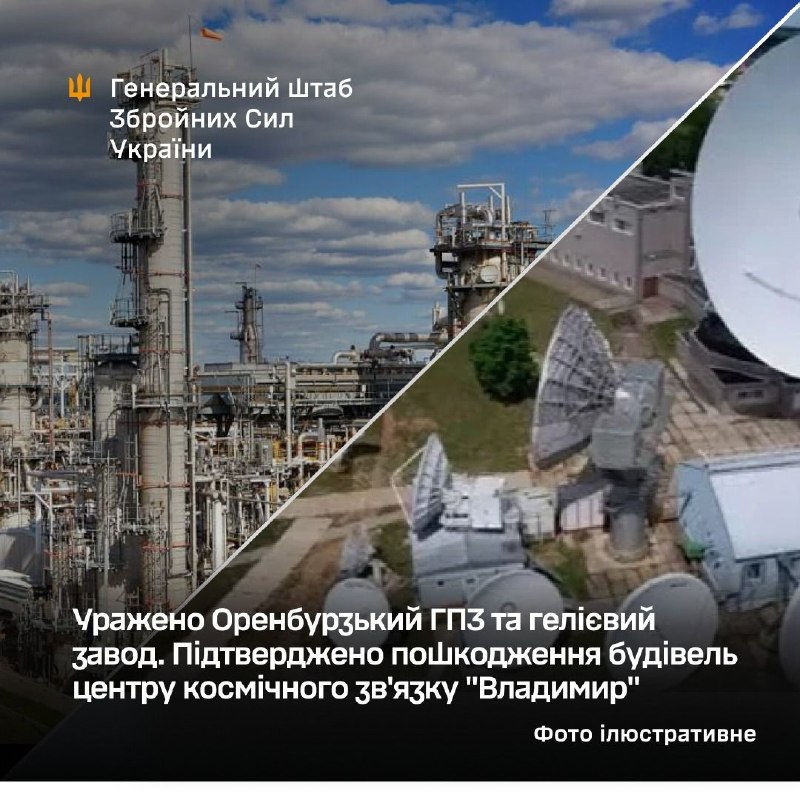 General Staff of Armed Forces of Ukraine confirmed strikes at the Helium and Natural gas processing plants in Orenburg