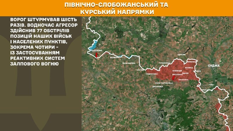 At Kursk and North Slobozhansky(Sumy) direction Ukrainian forces have repelled 6 Russian army assaults, - General Staff of Armed Forces of Ukraine reports