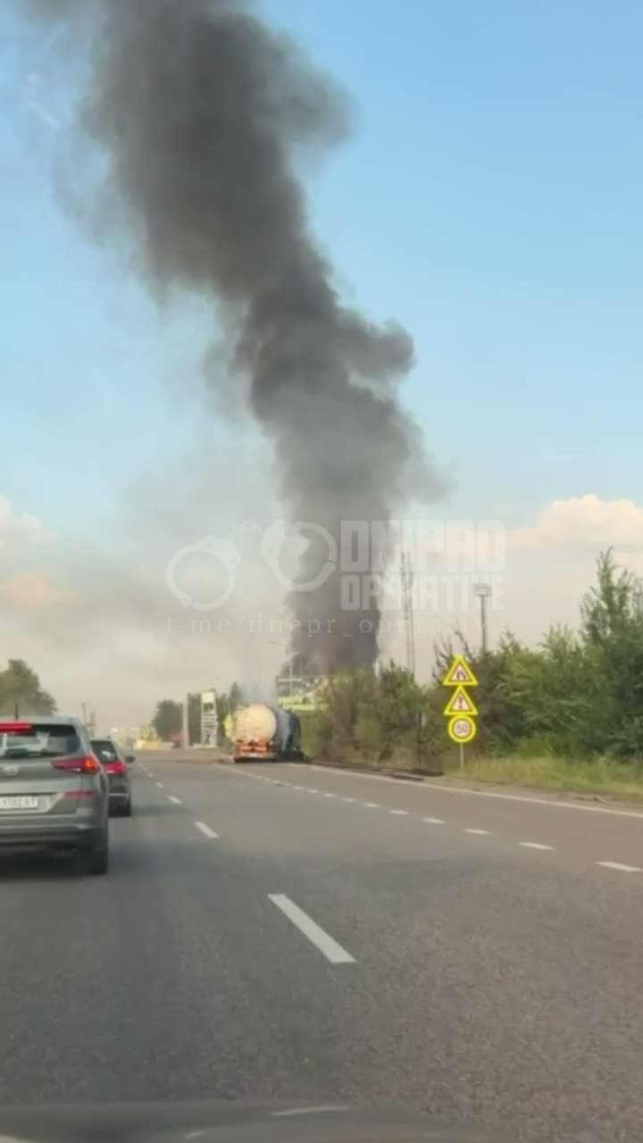 Drone hit at the fuel station near Krynychky, Dnipropetrovsk region