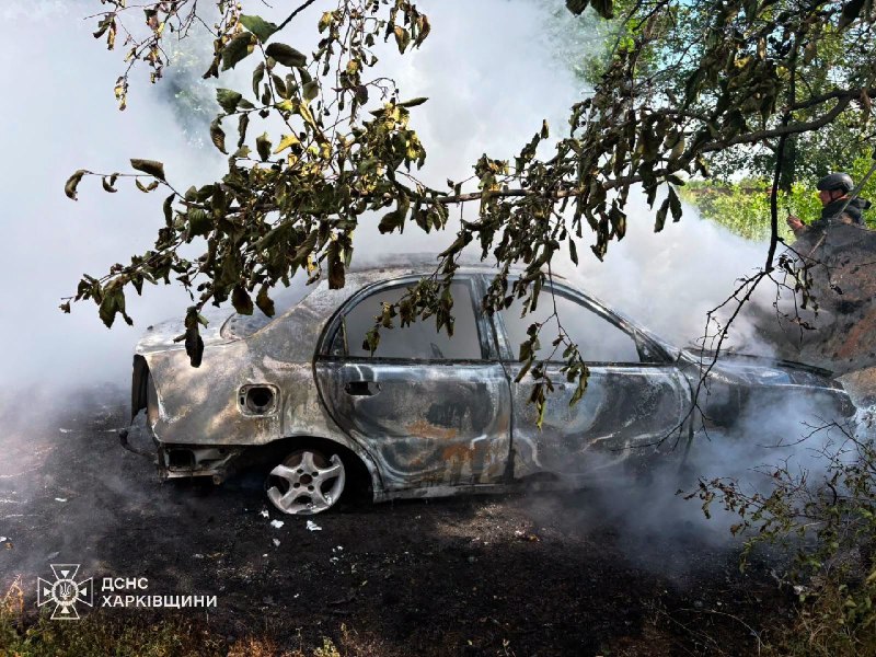 FPV drone destroyed a car in Velykyi Burluk