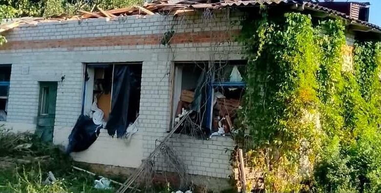 A library building was destroyed in a drone strike in Pushkari village of Chernihiv region