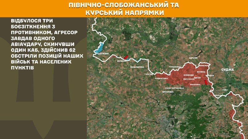 At Kursk and North Slobozhansky(Sumy) direction Ukrainian forces have repelled 3 Russian army assaults, - General Staff of Armed Forces of Ukraine reports