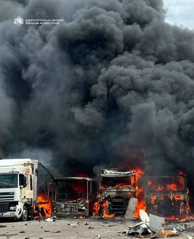 Big fire in Pavlohrad after Russian strikes