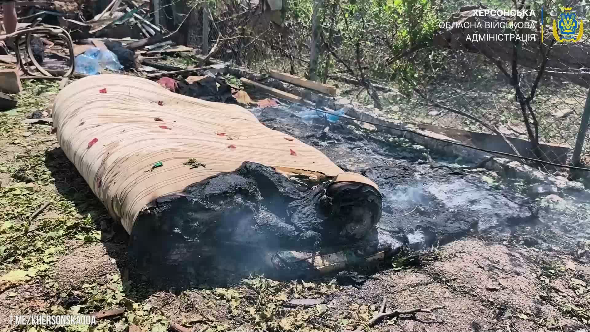 Several houses destroyed as result of Russian airstrikes in Zelenivka village near Kherson